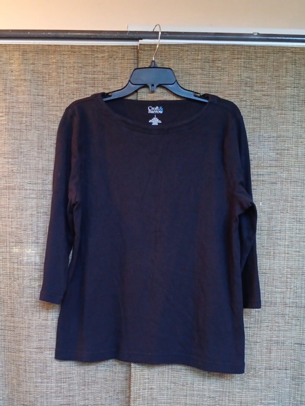 croft & barrow Black Long Sleeve Cotton Tee Shirt